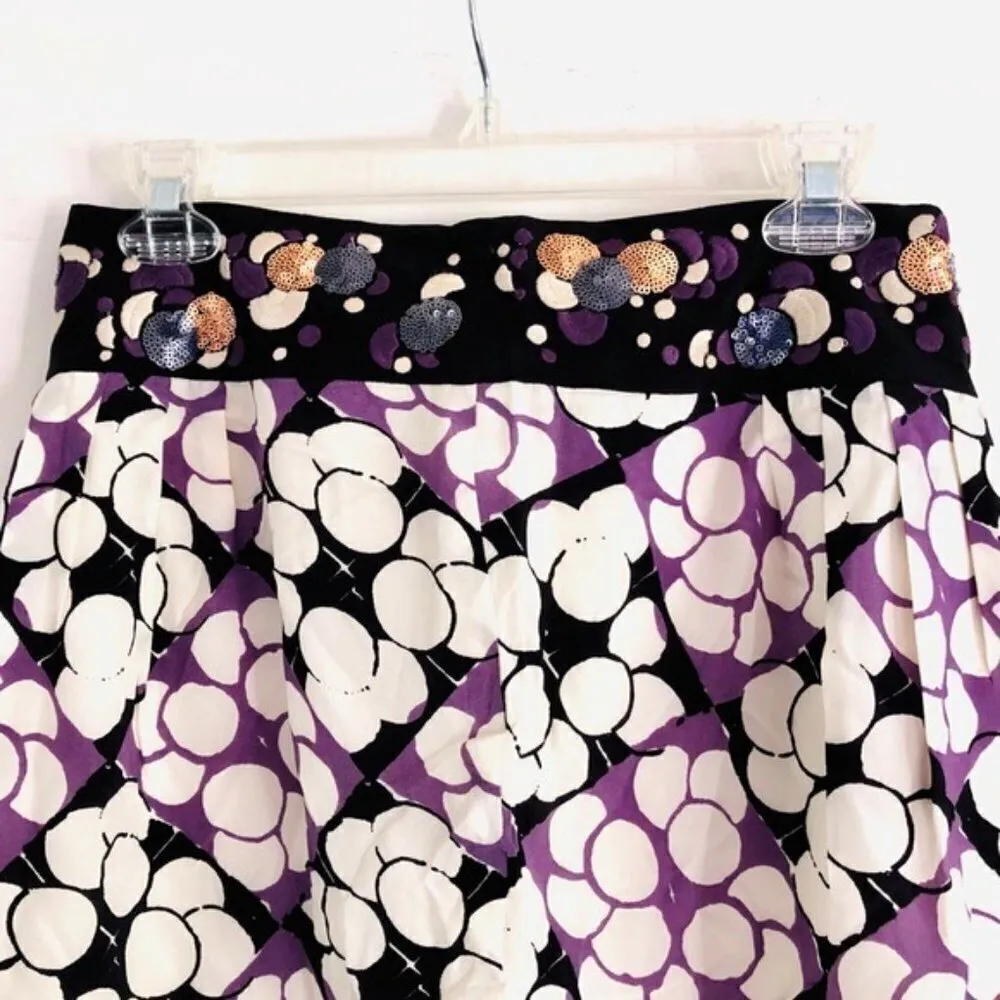 Anthropologie Floreat Skirt 6 Silk Embellished Ocean Mist Dot Circles - Image 3