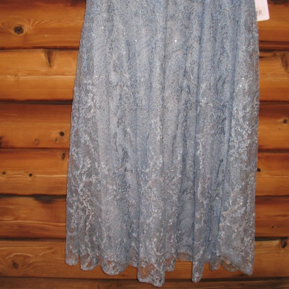 MAC DUGGAL  79430 Womens Blue Embroidered Cap Sleeve A Line Gown - Image 10