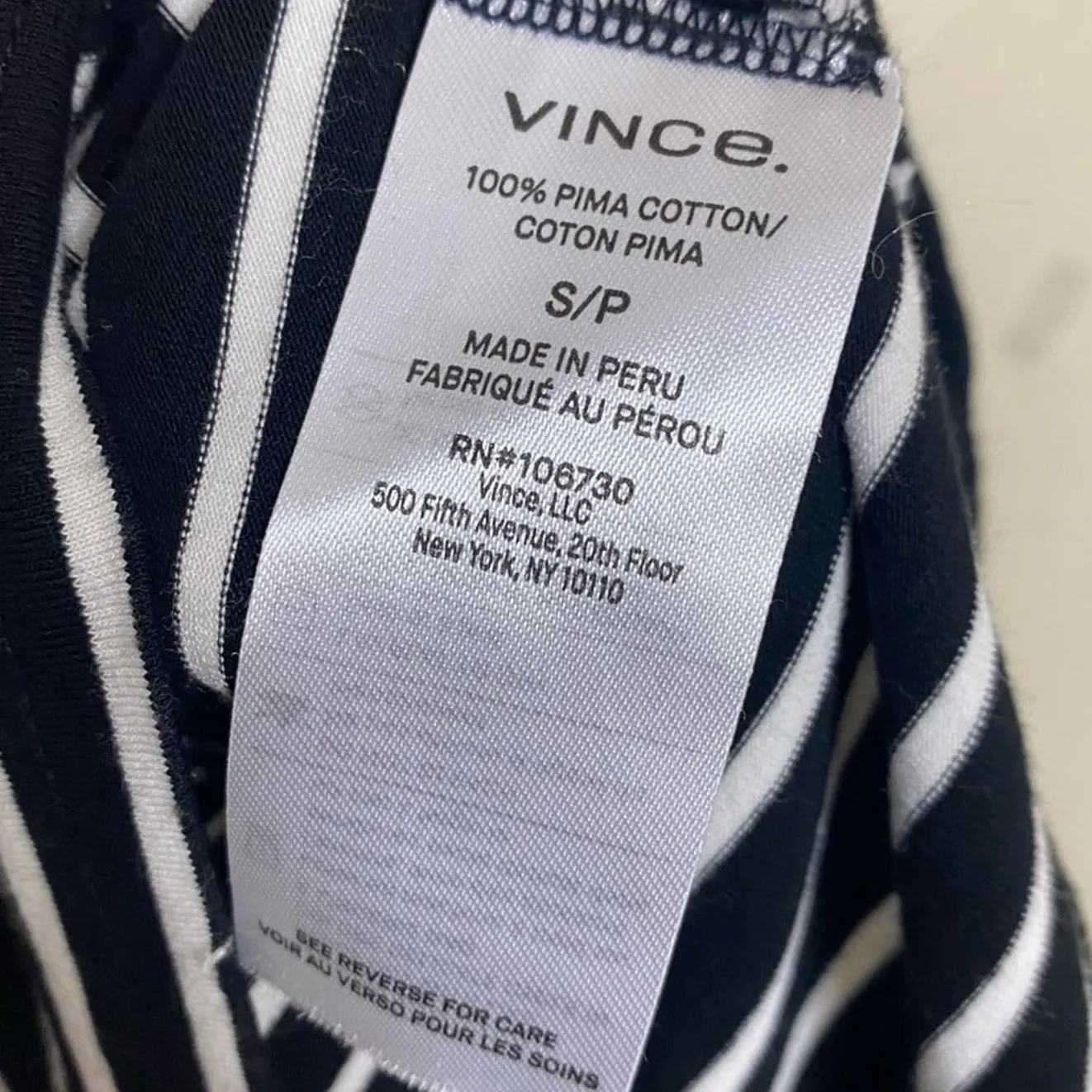 Vince size Small Tank Black & White Striped Pima Cotton Twist Neck Sleeveless - Image 4