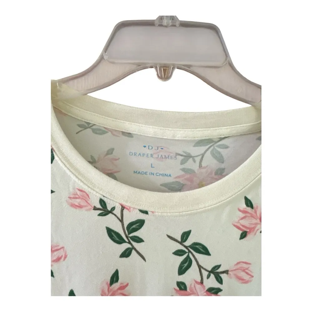 Draper James Pink Rose Print Lightweight Sweatshirt, Slightly Cropped, Large - Image 2