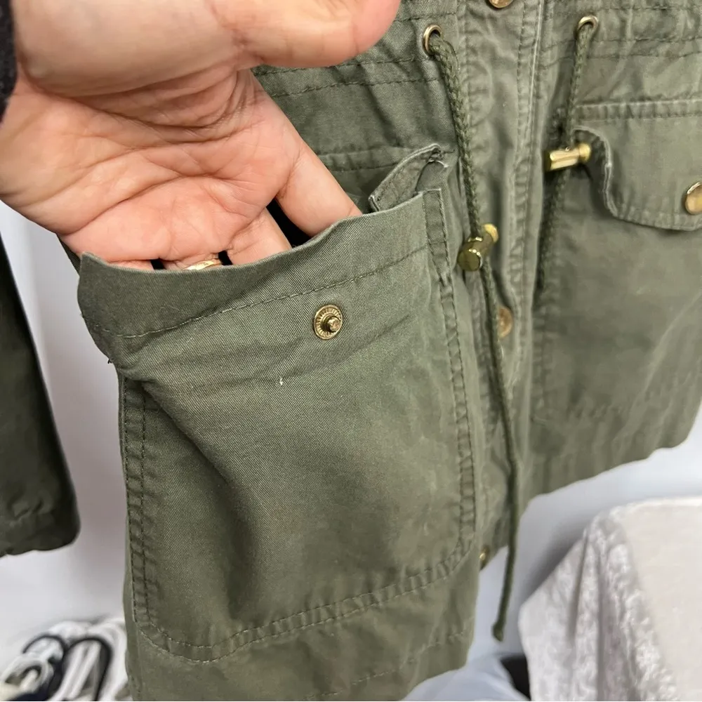 Miss London small jacket olive green army cargo style w/hood - Image 4