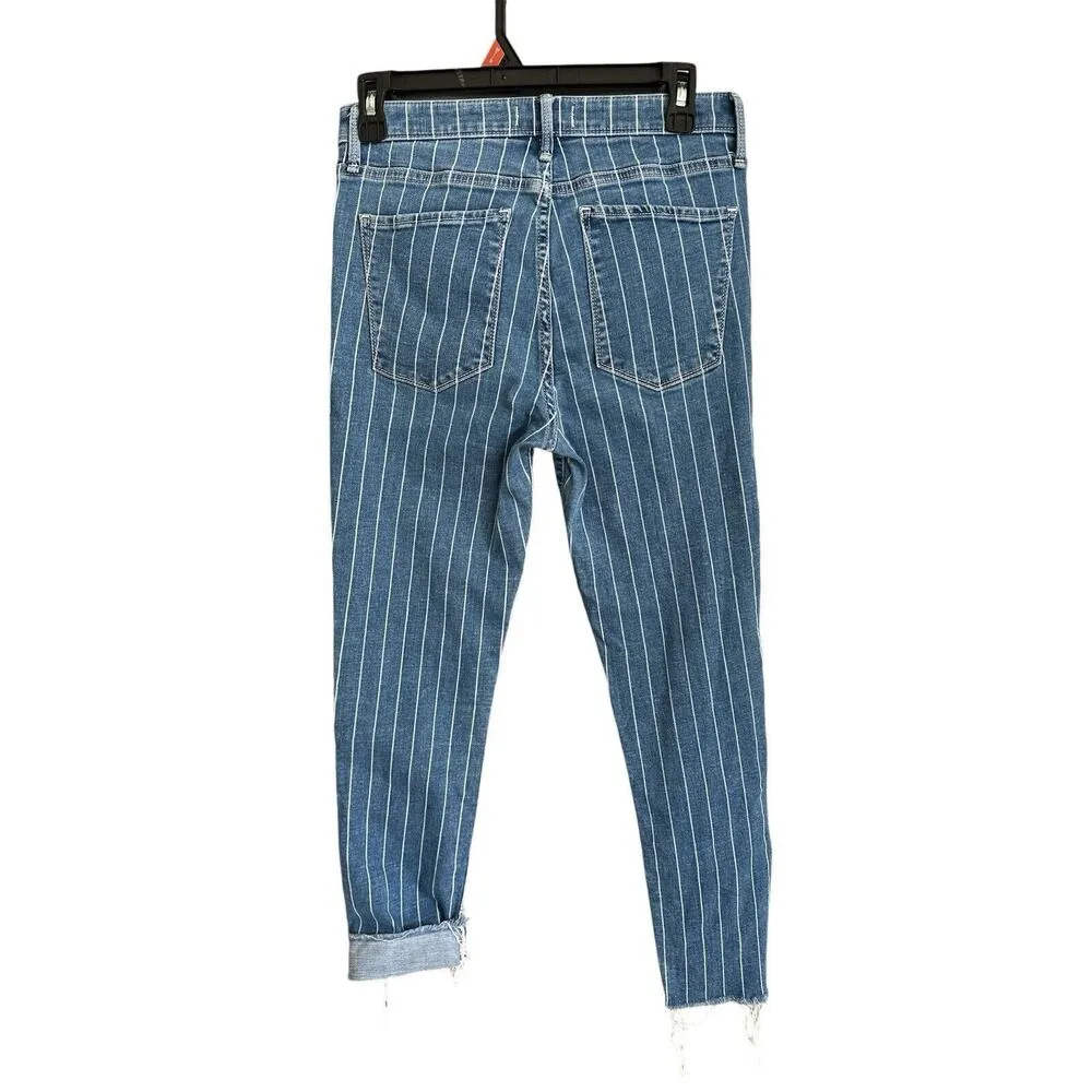 Abercrombie & Fitch Jeans Womens High Rise Skinny Striped Raw Hem Denim Size 28 - Image 2
