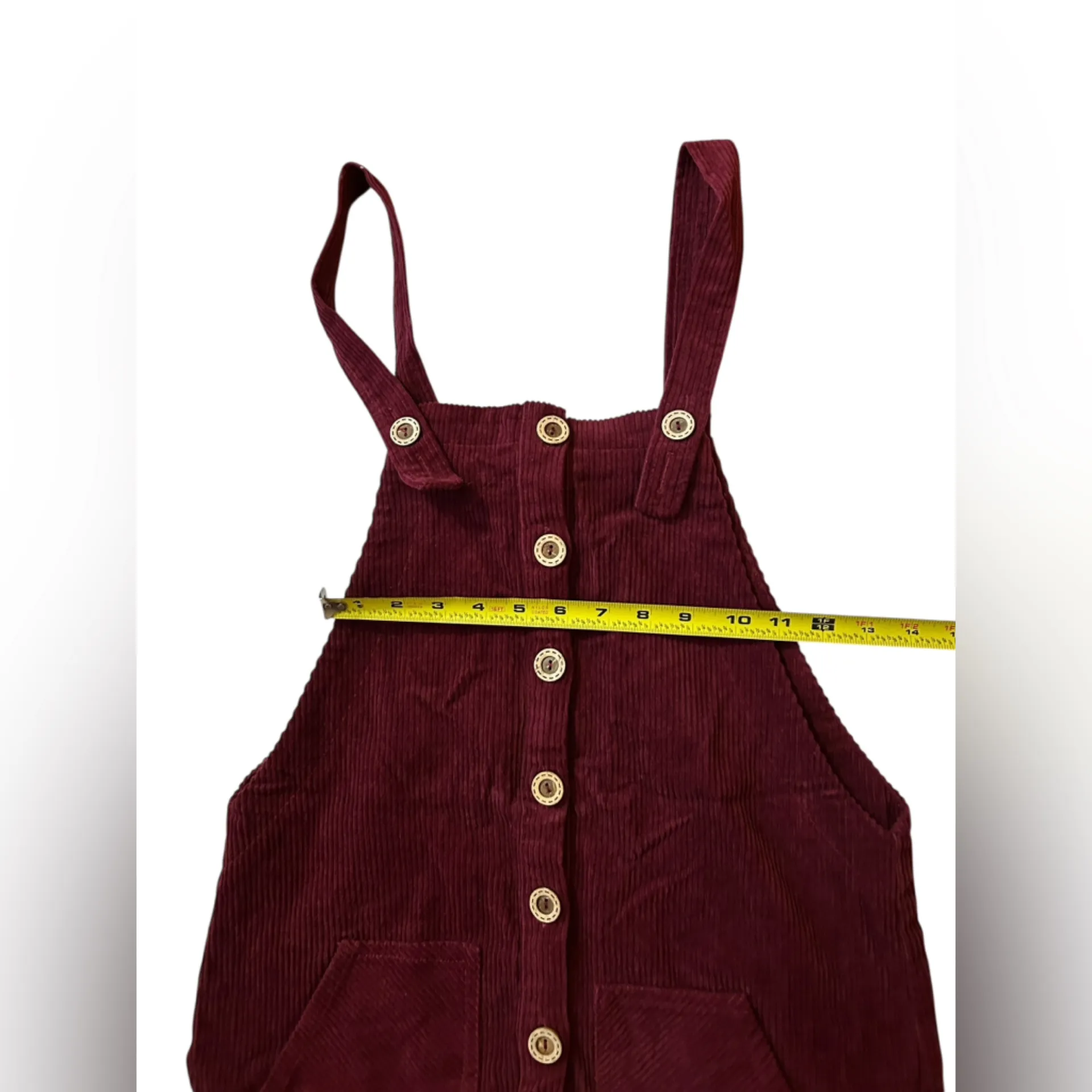 Forever 21 Maroon Corduroy Button-Front Dress – Wood Buttons, Retro 70’s Style - Image 8