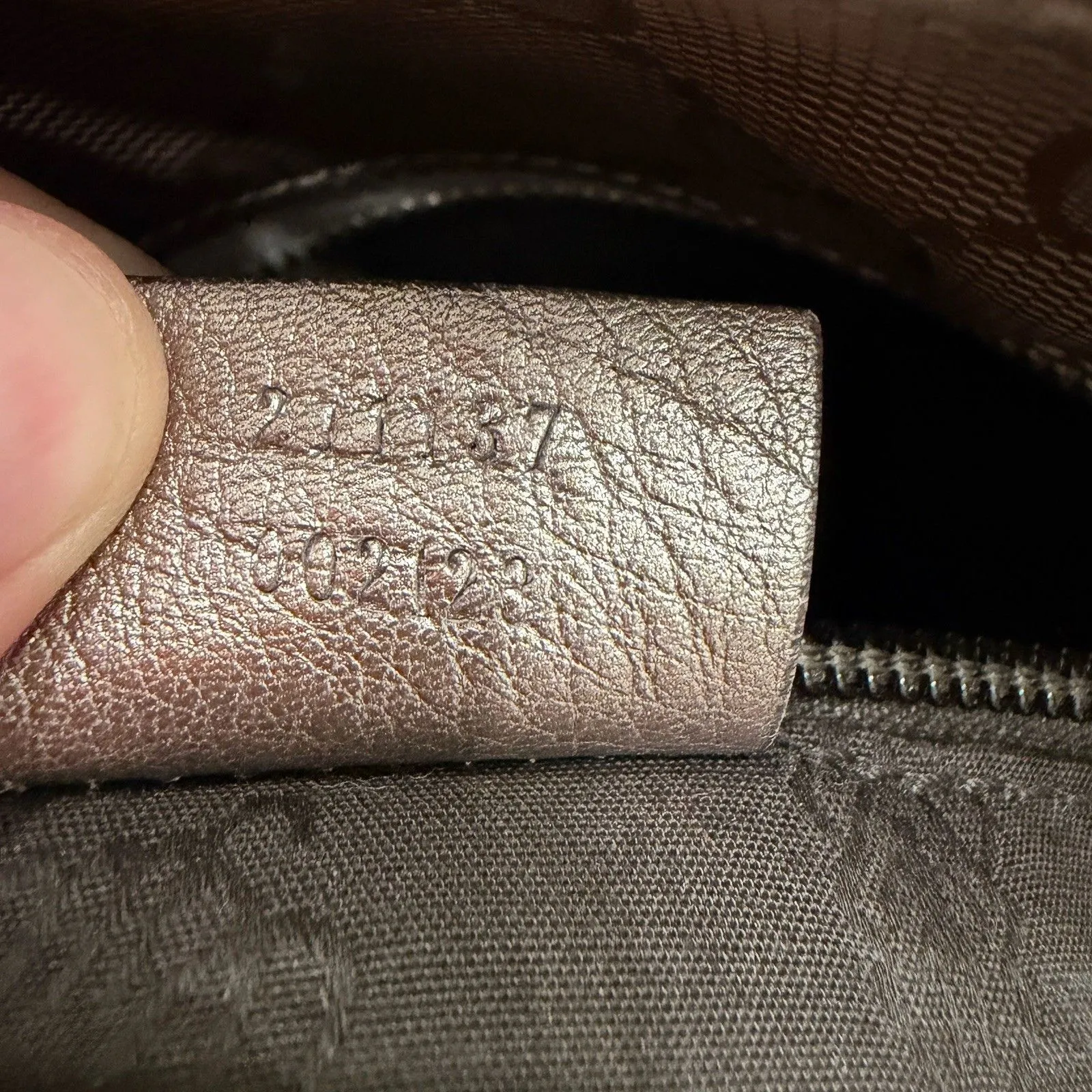 Authentic GUCCI GG Imprime Handbag Tote & Dustbag-Metallic Bronze-Excellent Cond - Image 12