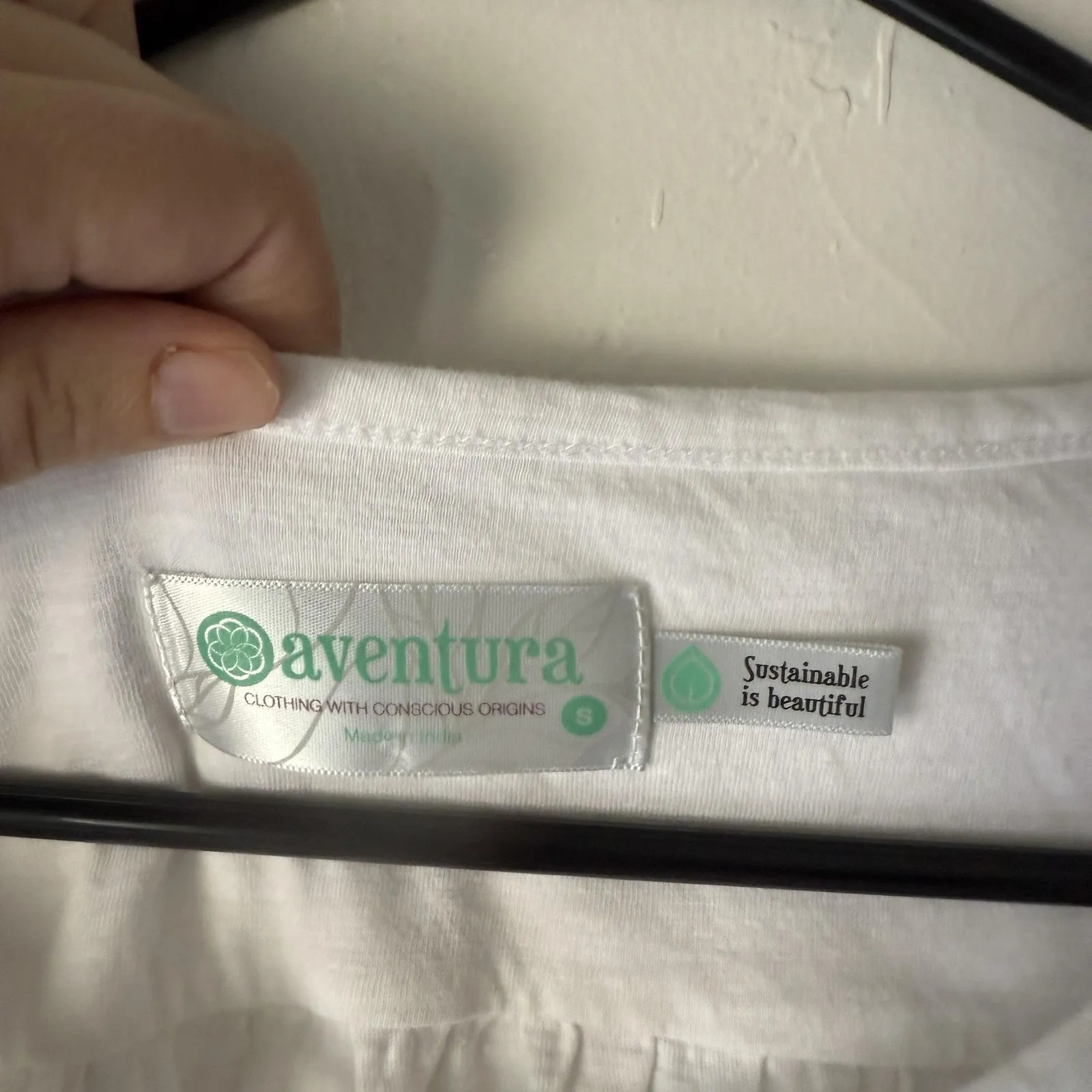 Aventura Shirt Womens Small Long Sleeve Floral Embroidered Boho Sustainable Top‎ White - Image 4