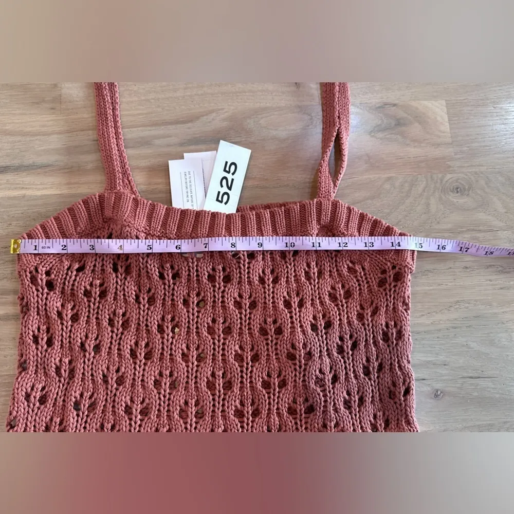 525 AMERICA knit Cotton Pointelle Tank burnt sienna small NWT - Image 7