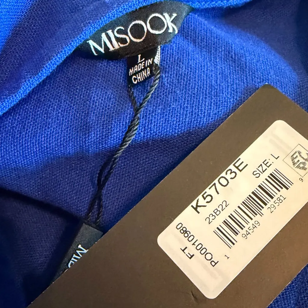 Misook Royal Blue Eyelet Midi Dress Short Sleeve Party Size Large Women's NWT - Image 13