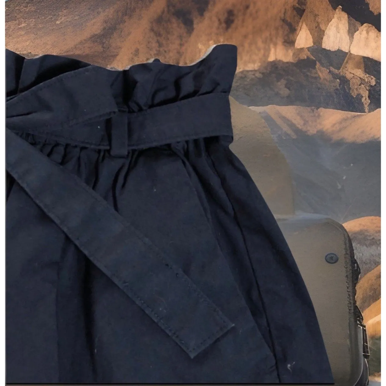 Y2K EUC  Shabby‎ Chic Uniqlo Women's M Paper Bag High Waist BOW Tie Shorts - Image 3