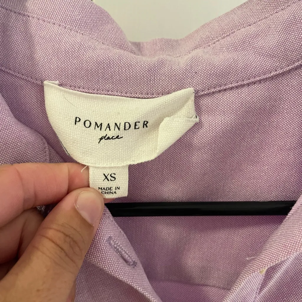 Pomander Place Tuckernuck Oxford Harris Lilac Shirt Dress XS Purple - Image 4