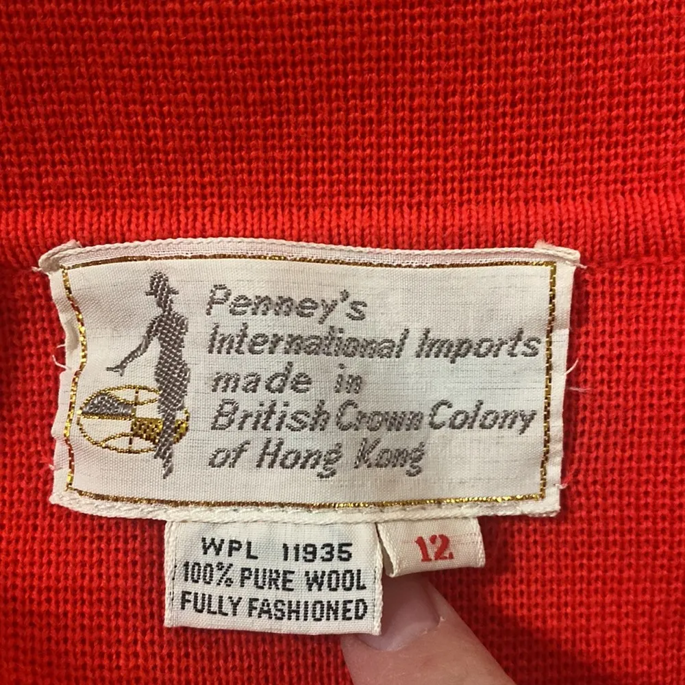 Vintage Penney’s International tipped coral 100% wool three piece skirt suit 12 Red Size 6 - Image 15