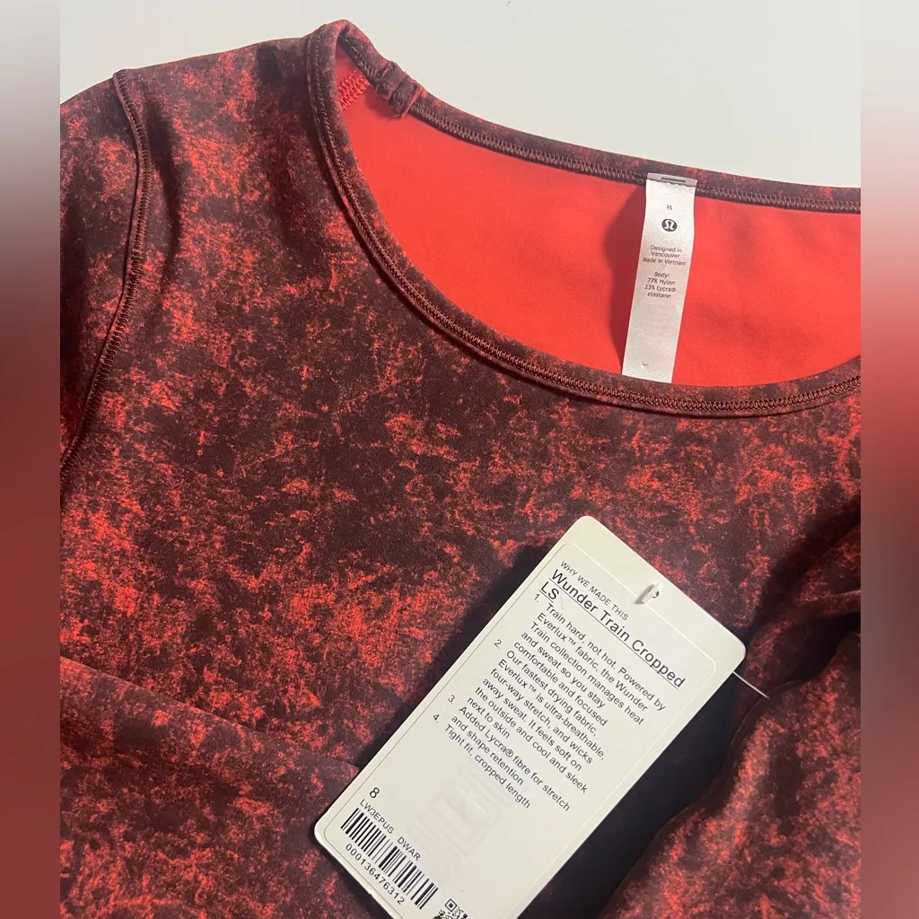 NWT Lululemon Wunder Train Cropped Long Sleeve, Size 8 - Image 6