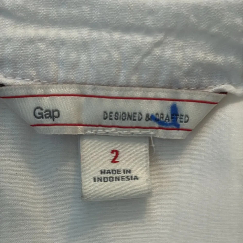 GAP Cotton Off White Tonal Pinstripe Sleeveless Button Up Waist Tie Mini Dress - Image 4