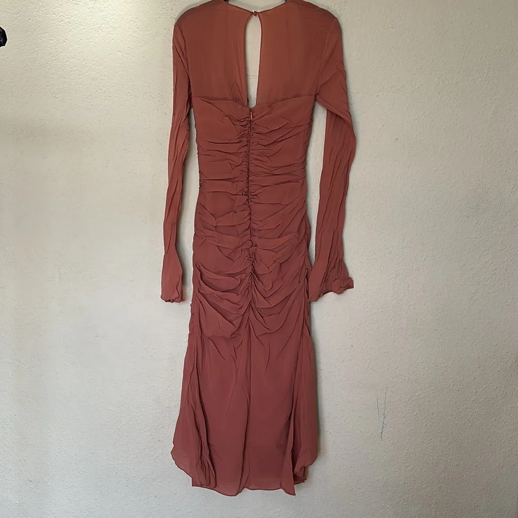 HOUSE OF CB 'Reine' Rose Real Silk Ruffle Midi Dress NWOT size‎ M - Image 12