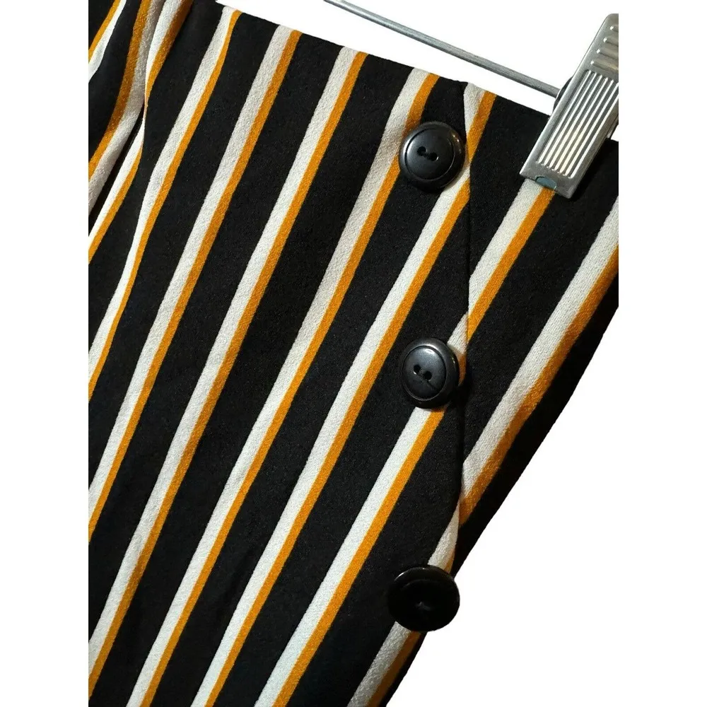 Park Avenue Black Gold White Stripe Pants Small/Medium (?) Check Measurements - Image 2