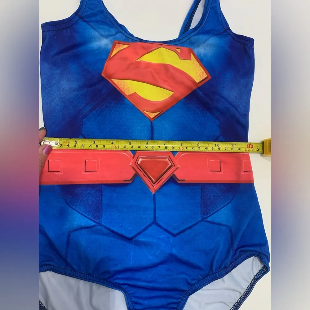 Superwoman One Piece Swimsuit Women “one size” Blue Superhero Swimwear Superman - Image 4