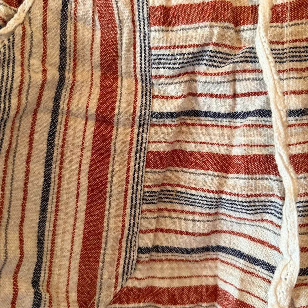 Rewind Red White/Cream Blue Striped Linen Shorts - Image 4