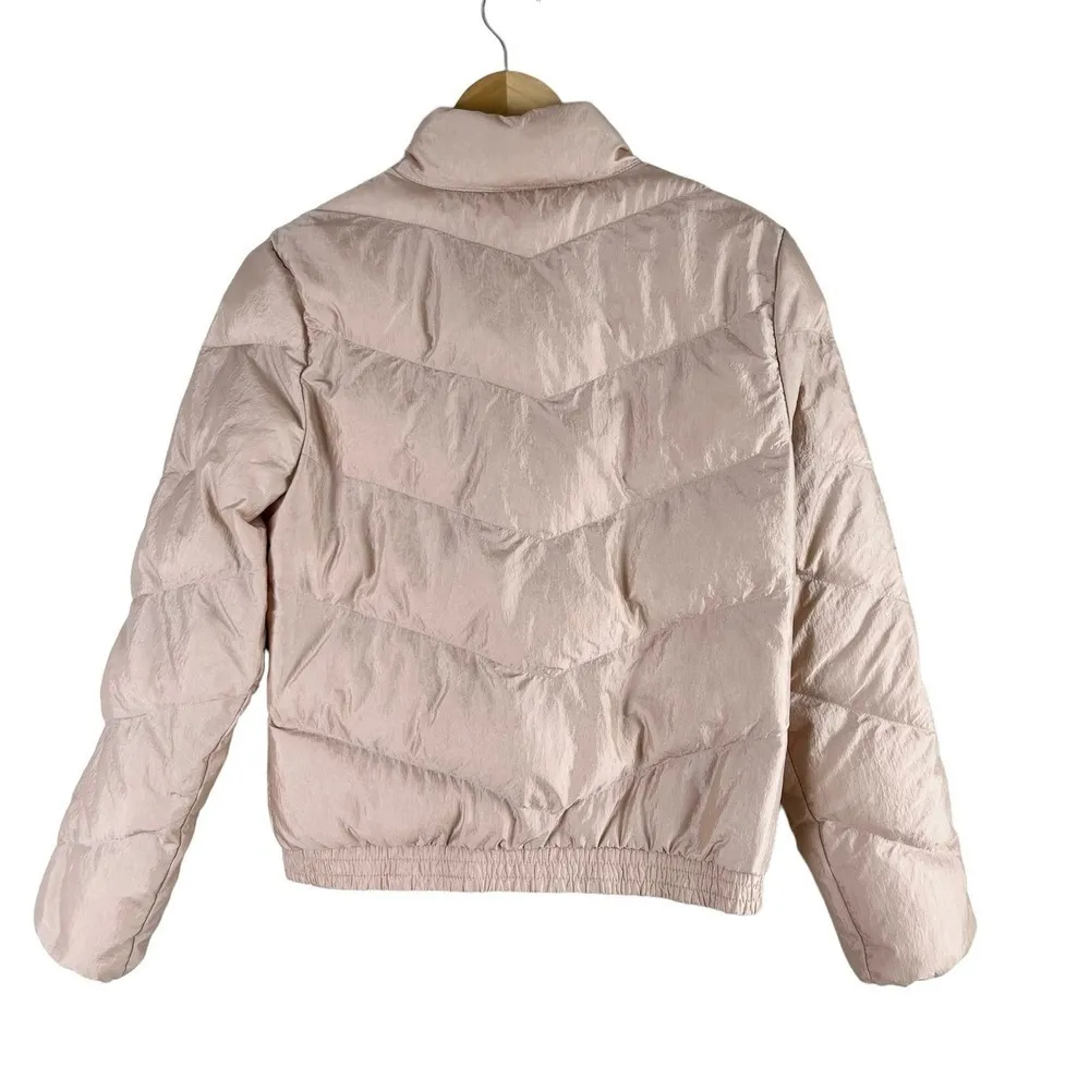 BCBGeneration Ribbon Tie Chevron Quilted Puffer Jacket in‎ Blush, Medium - Image 13