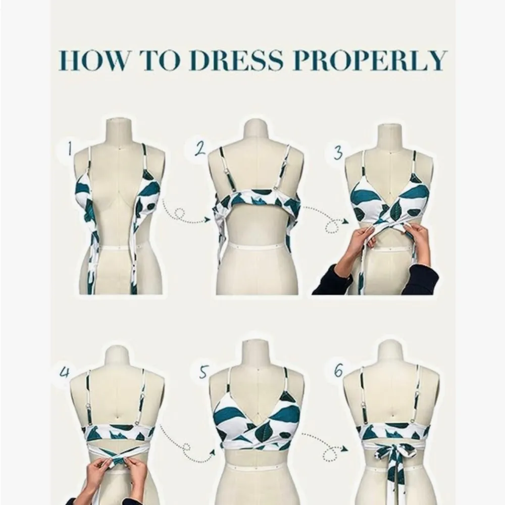 Leaf Print Wrap Tie Bikini Set - Image 5