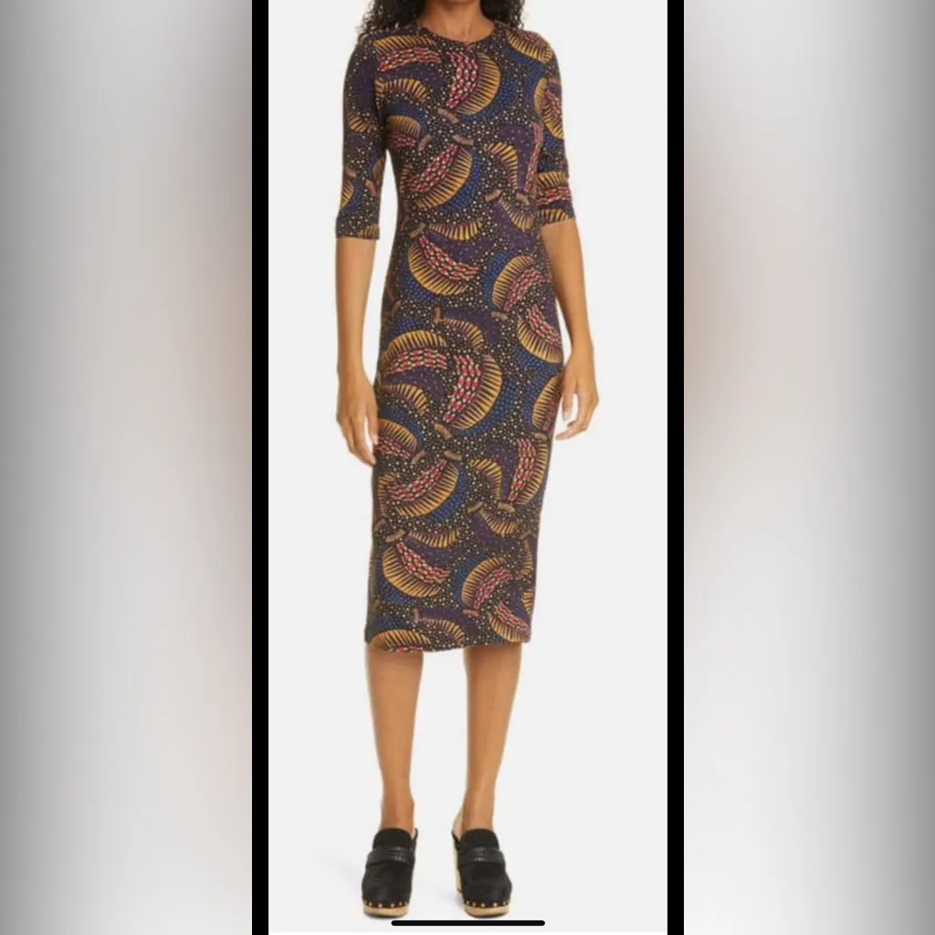 Farm Rio New Black Wild Bananas Jersey Stretch Dress size XL coastal chic - Image 3