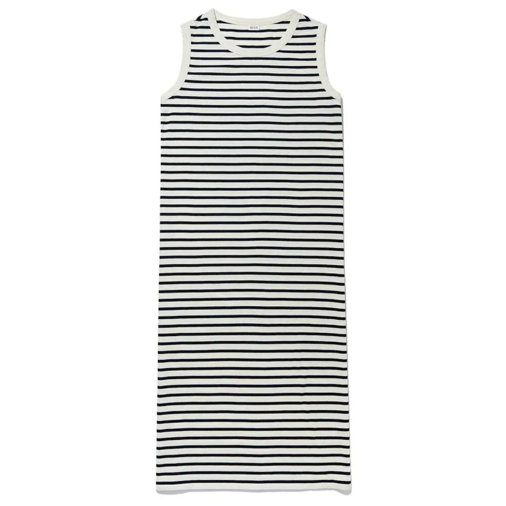 Kule The Tank Midi Dress Sleeveless Cotton in Stripe Cream and Navy Women's XS White - Image 8