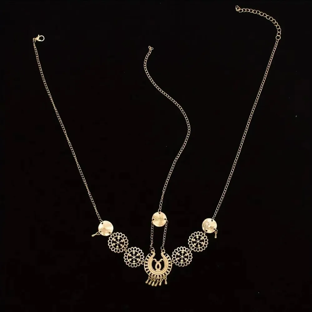 Vintage Style Gold Plated Metal Hollow Head Chain Pendant Head Chain Tassel Flow - Image 3