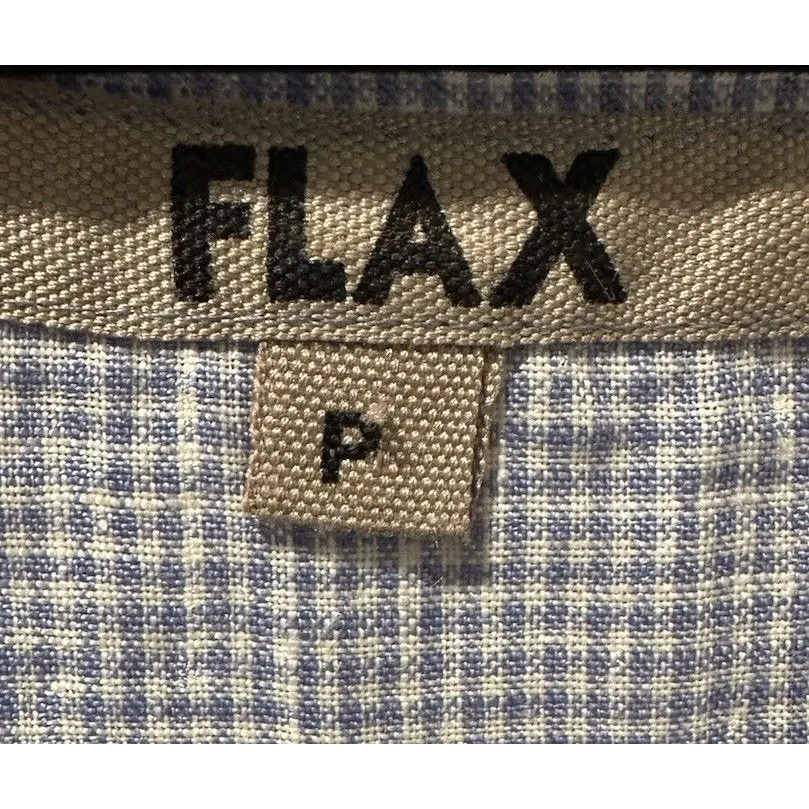 Flax 100% Linen Top Gingham Blue Check Tank Top Leaves Floral Cottagecore XS - Image 4