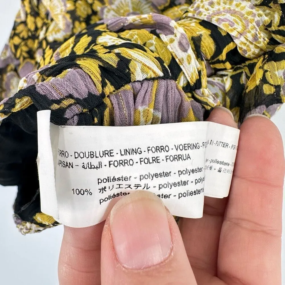 NWT Zara One Shoulder Floral Ruched Metallic Mini Dress BodyCon Small Party Club - Image 9