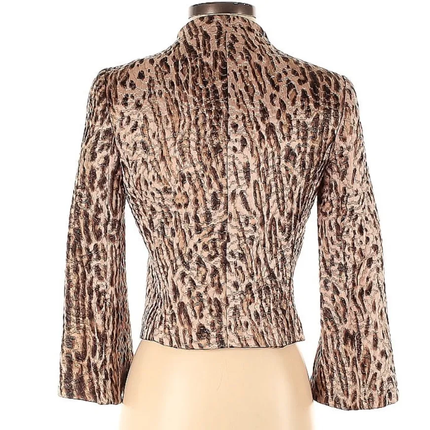 Rebecca Taylor Brown Animal Print Blazer Size 2 - Image 2