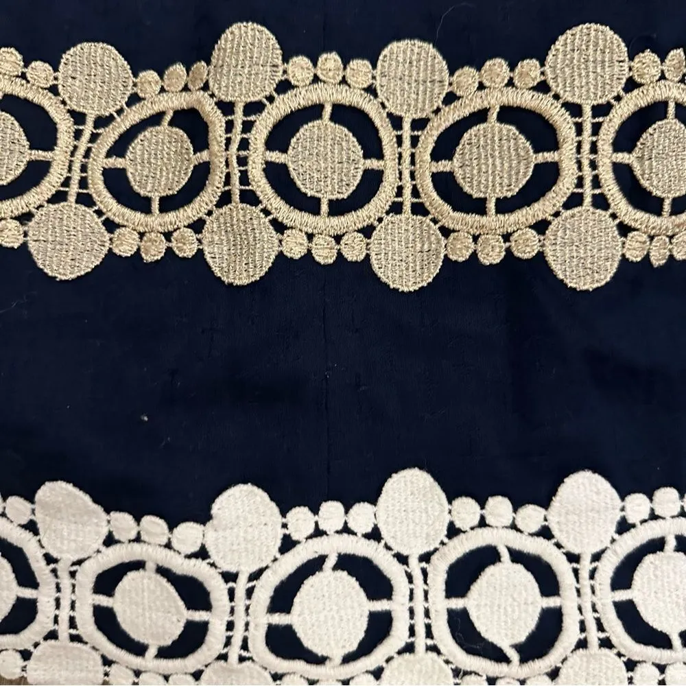 Lilly Pulitzer Womens Size 4 Dress Augusta Sheath Lace Navy Blue Gold White - Image 10