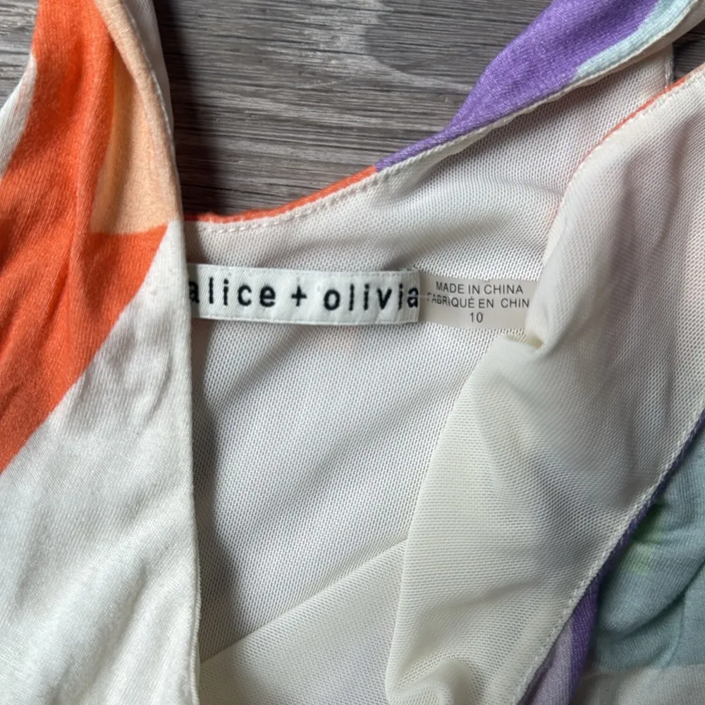 ALICE AND OLIVIA JAMES ABSTRACT PATTERN BODY-CON TANK DRESS IN WHITE MULTI 10 - Image 10