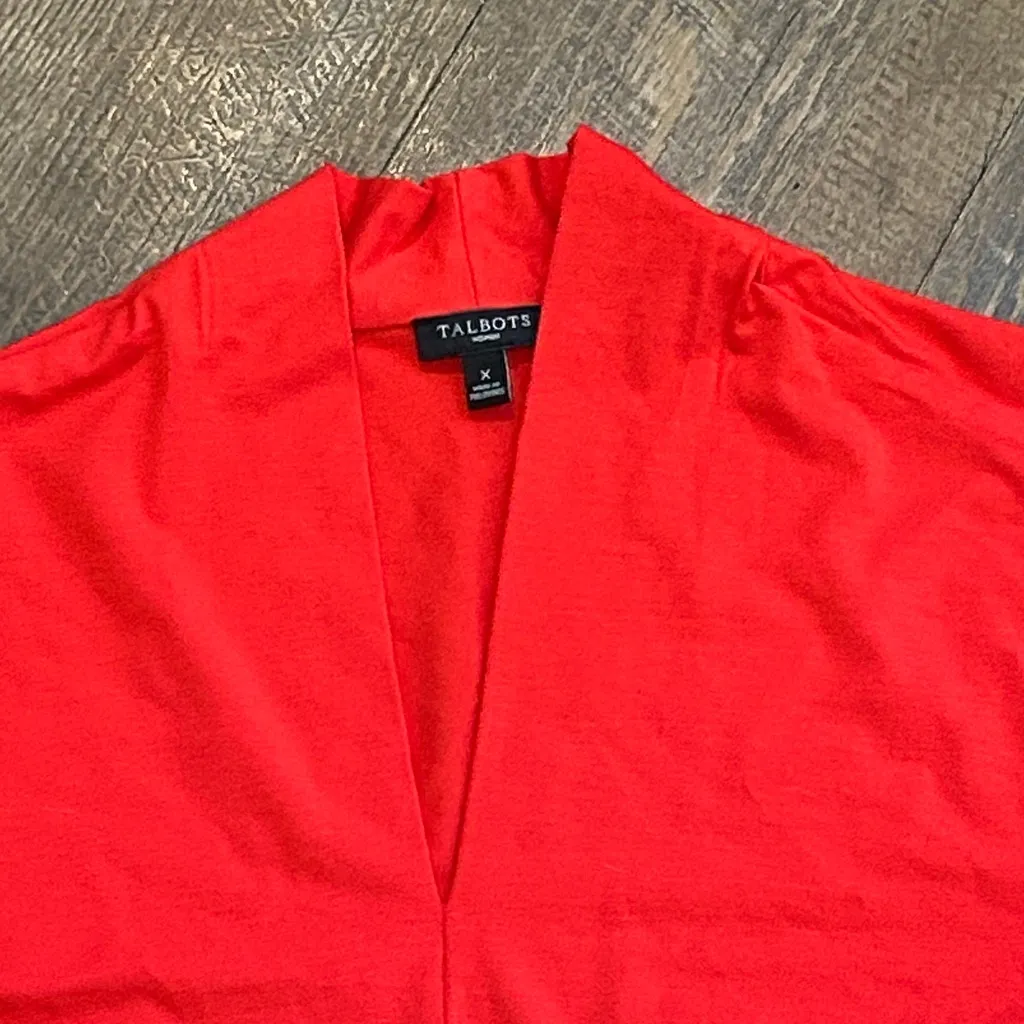 Talbots Womens Blouse Shirt Large X Red Short‎ Sleeves V-Neck Pullover Stretch - Image 2
