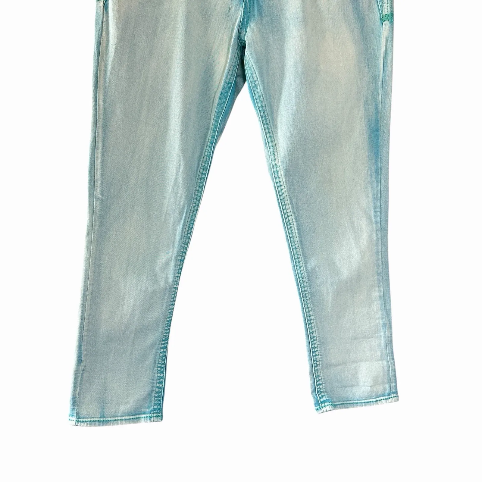 Y2K Hydraulic Women's Light Aqua Blue Cropped Straight Leg Jeans Size 10 Stretch - Image 16