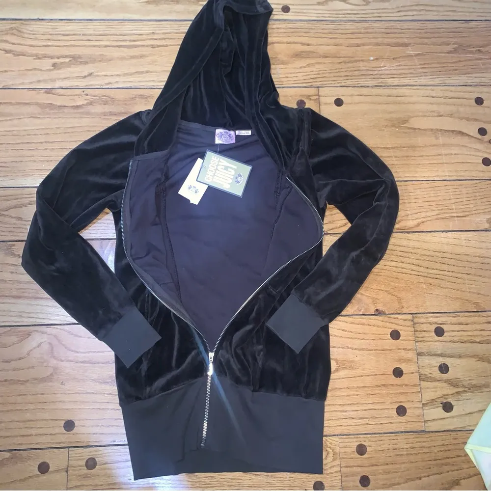 Juicy Couture Pam Gela Grant Velour Basic Tracksuit Jacket Black Women's Petite - Image 6