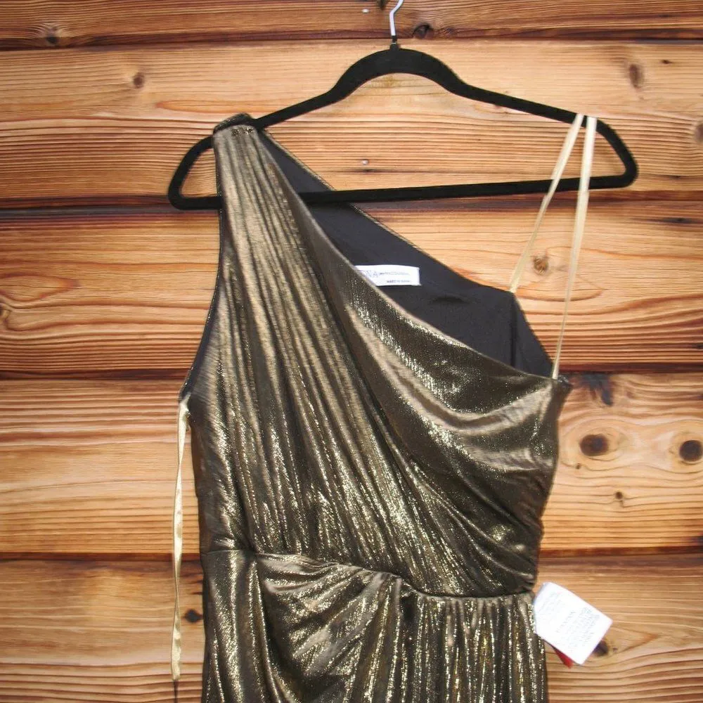 Mac Duggal 26537 Womens Draped One Shoulder Grecian Metallic Gown Dress - Image 11