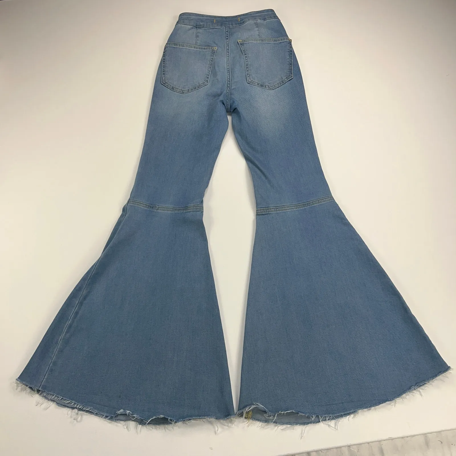 Free People Just Float On Super Flare Mid Rise Jeans Sea Mist Light Wash Size 24 - Image 8