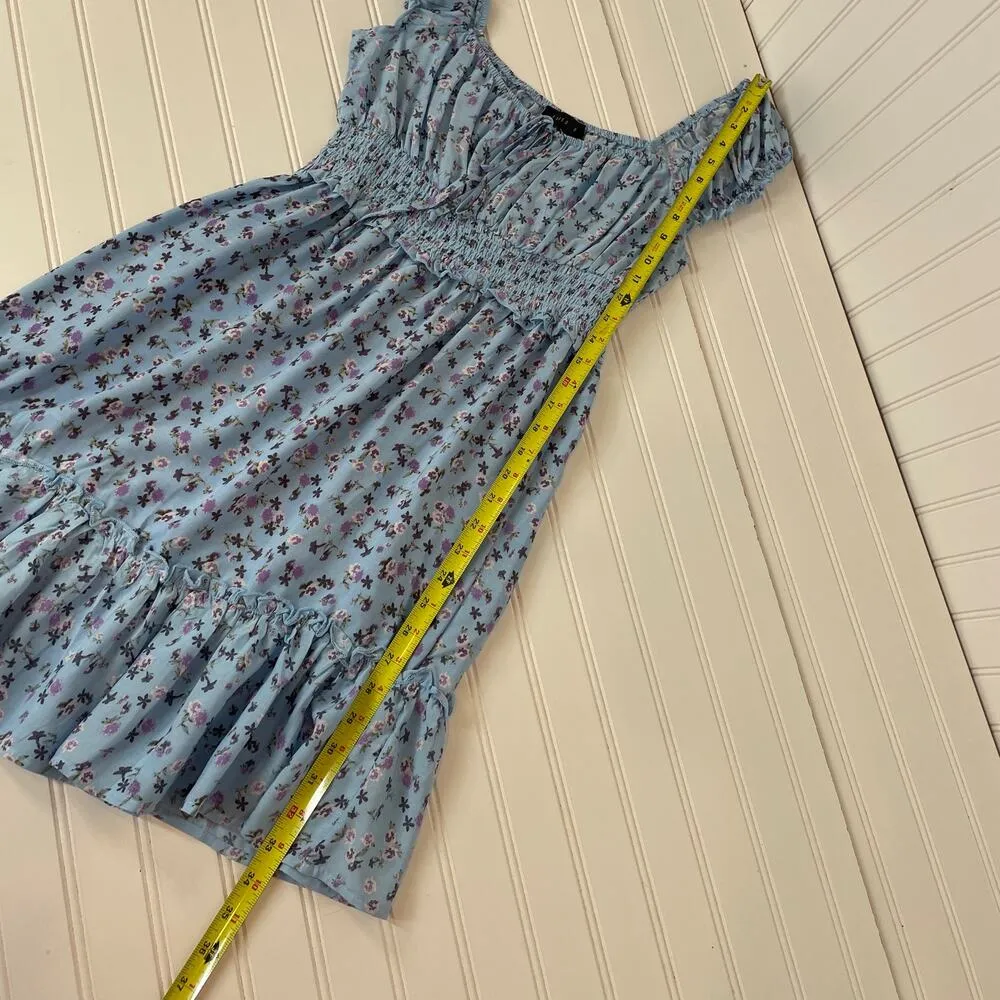 Faded Rose Women’s Ditsy Floral Off the Shoulder Fit and Flare Dress Size M Blue Size M - Image 5