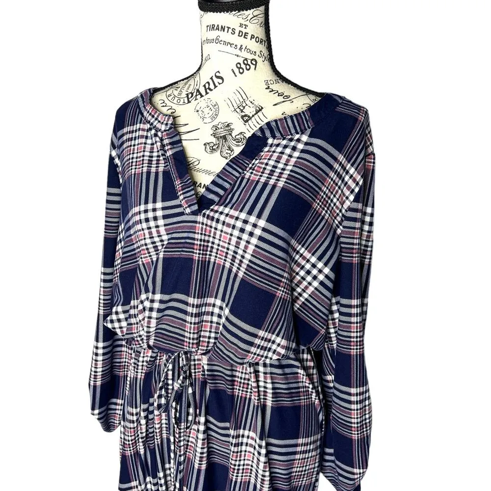 Bobbie Brooks Plus SIZE 1X Roll Tab Long Sleeve Elastic Waist Tie Blouson Dress - Image 11