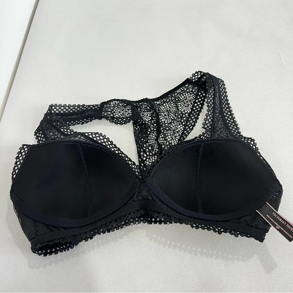 Victoria's Secret Black Lace Bralette Size Small Pull-Over Style Lightly Lined - Image 7