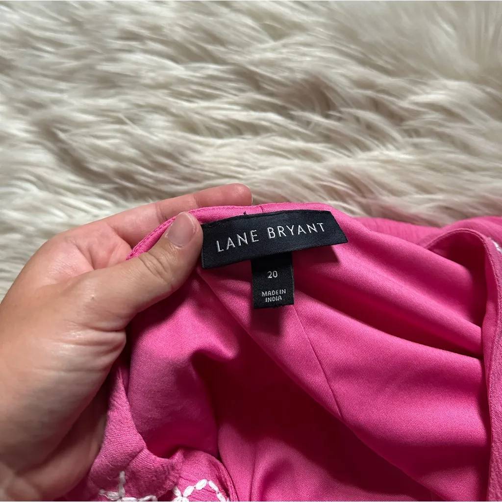 LANE BRYANT Flutter Sleeve V-Neck Embroidered Midi Dress In Pink - Image 6