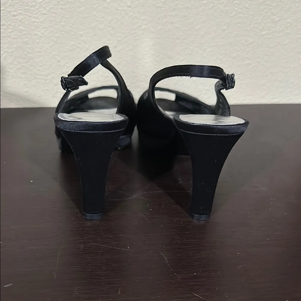 Stuart Weitzman size 9 Black Satin Strap Slingback Heels - Image 3