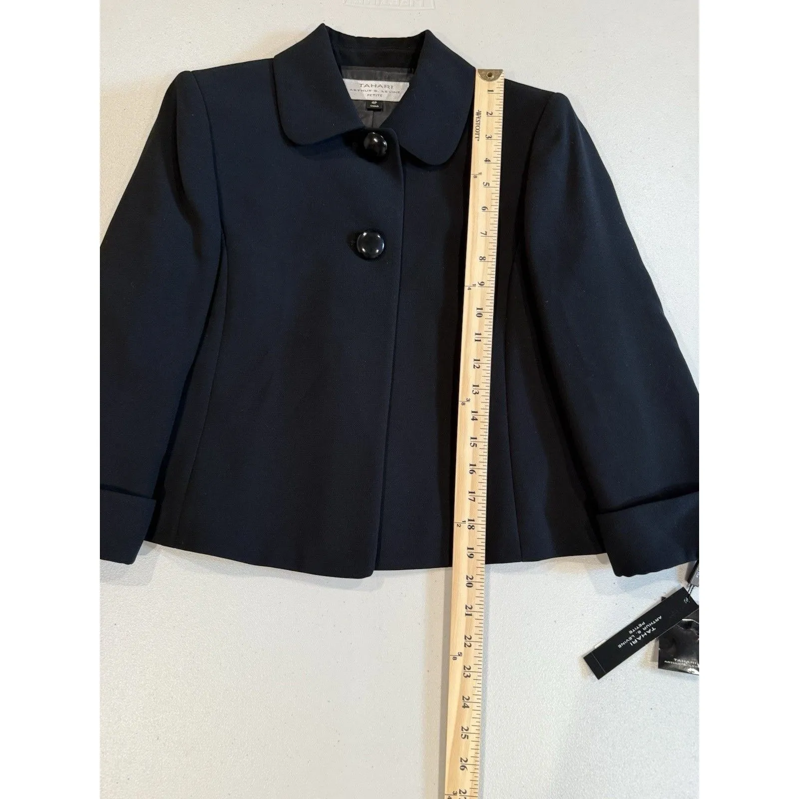 NEW Tahari Blazer Womens Petite 4 Black Structured Work Career Business Office - Image 4