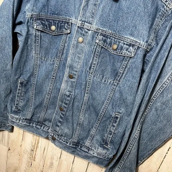 Vintage OshKosh Bgosh Denim Snap Button Jacket Collared Boxy‎ Womens Size Large Blue - Image 5