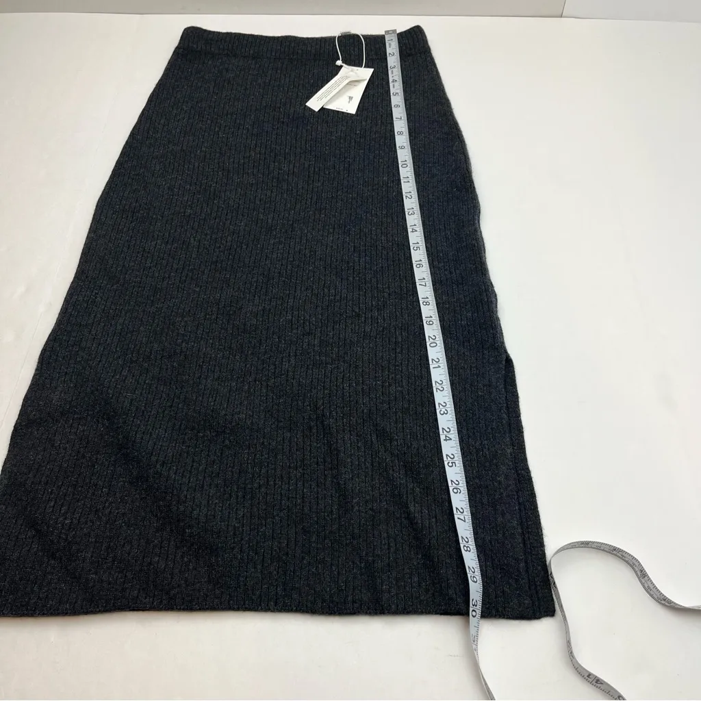 Vince Ribbed‎ Wool Cashmere Blend Charcoal Grey Gray Knit Midi Skirt Size XS NEW - Image 9