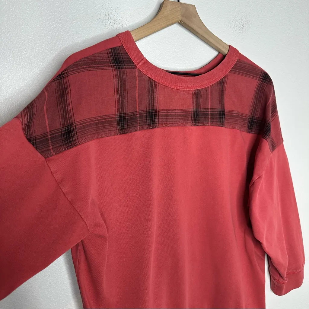 Vintage Gap 100% Cotton Crewneck Sweatshirt Red Plaid Sz M Cabincore Preppy - Image 4