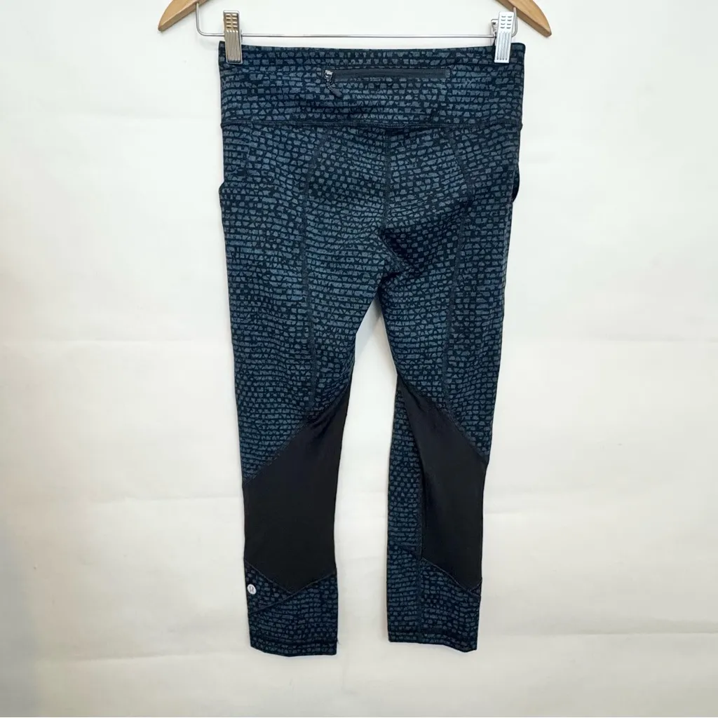 Lululemon Pace Rival Crop Shatter Weave Desert Teal Alberta Lake Black Leggings - Image 6