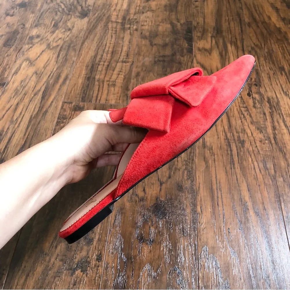 J Crew • Marina pointed toe slide mule Cerise red suede leather slip on - Image 6