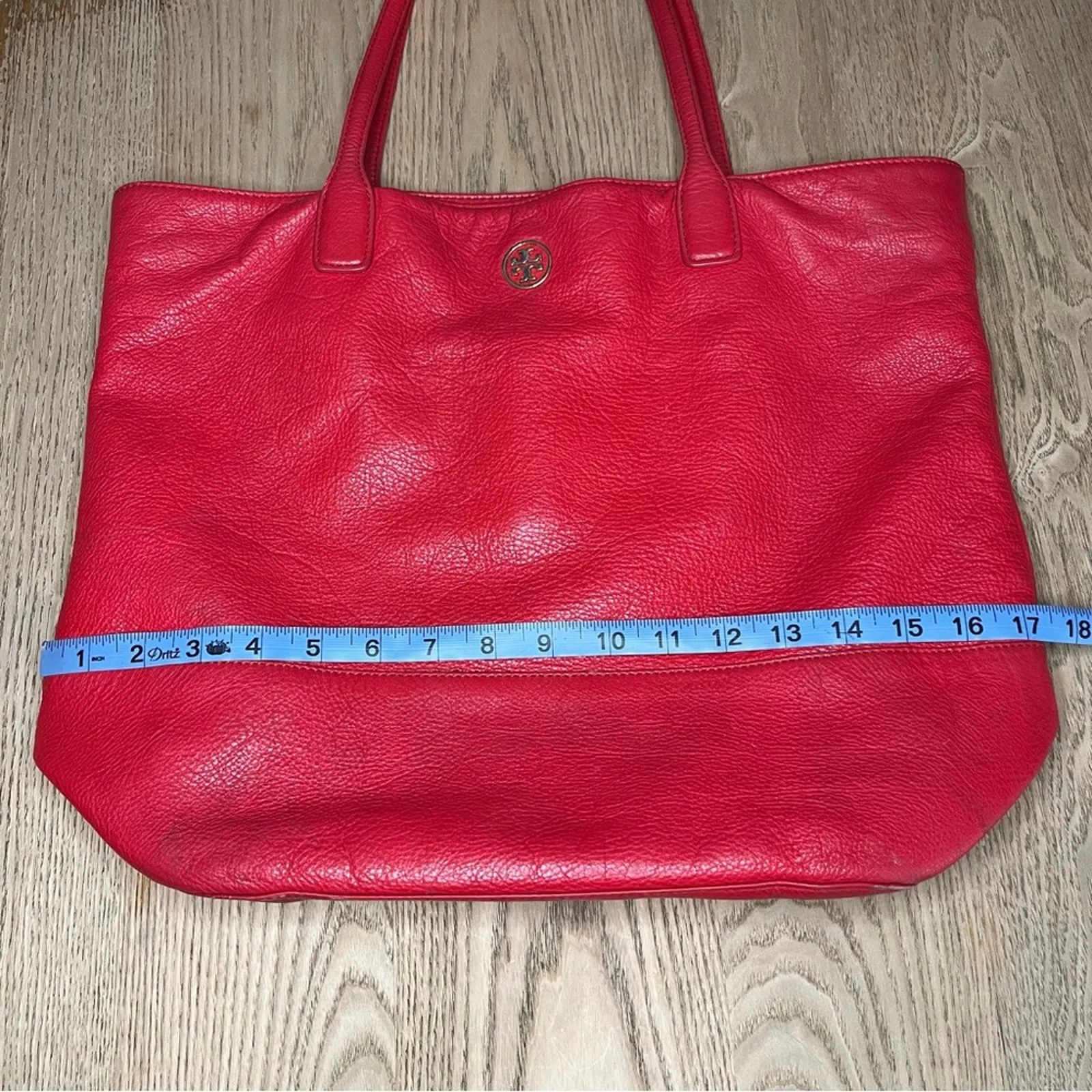 Tory Burch Michelle Tote Large Cherry Red Shoulder Bag Purse - Image 12