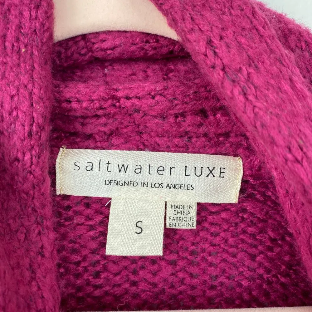 SALTWATER Luxe Desreeny Pink Long Cardigan Duster Sweater Size Small Magenta - Image 6