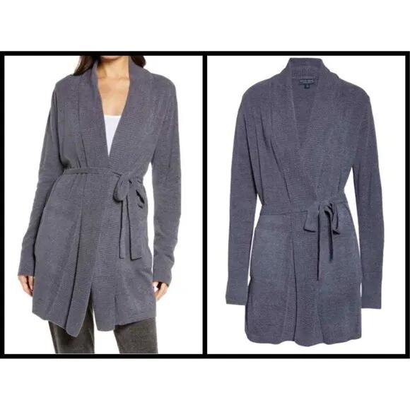 💕BAREFOOT DREAMS💕 CozyChic Drape Rib Cardigan Ultra Lite Pacific Blue L NWT - Image 2