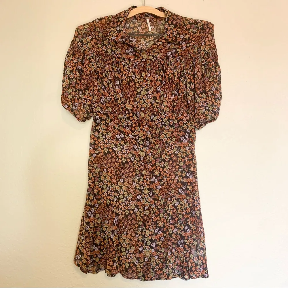 Free People Bonnie Floral Chiffon Mini Dress Size XS - Image 7
